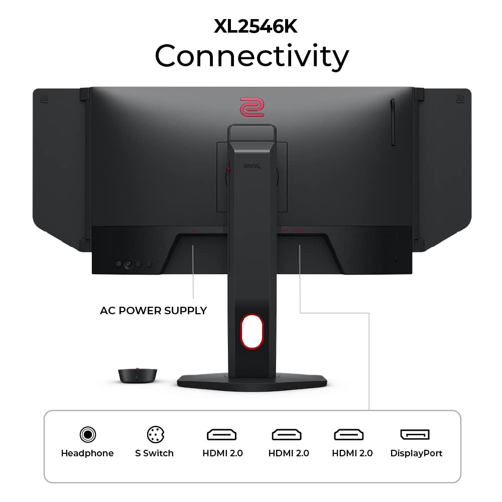 BenQ Zowie XL2546K Monitor para Juegos de 24.5 Pulgadas 240Hz | 1080P 1ms | DyAc+ | Base más pequeña | Ajuste Flexible de Altura e inclinación | Ajuste XL para Compartir