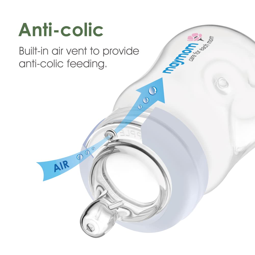 Pezón de Silicona Maymom Transparente de Flujo Lento, Compatible con Botellas Spectra, Motif Luna y Maymom Widemouth