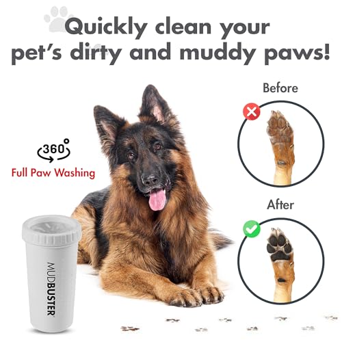 Dexas MudBuster PW72032-22WP - Limpiador portátil para Patas de Perro, Grande, Blanco Brillante, edición Especial
