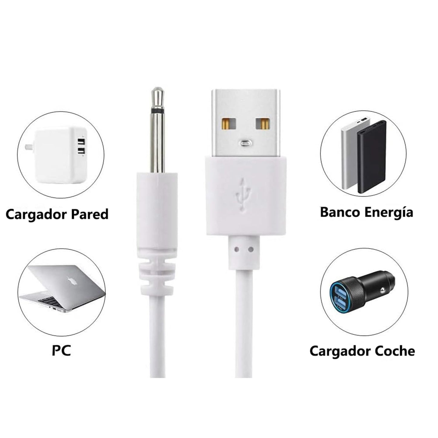 MORNWELL 2.5mm cable de carga de DC de repuesto,5V cargador de Vibrador de CC USB,adaptador de cable de carga rápida para masajeador Vibradorador,Cargador de juguetes sexuales,Alta durabilidad