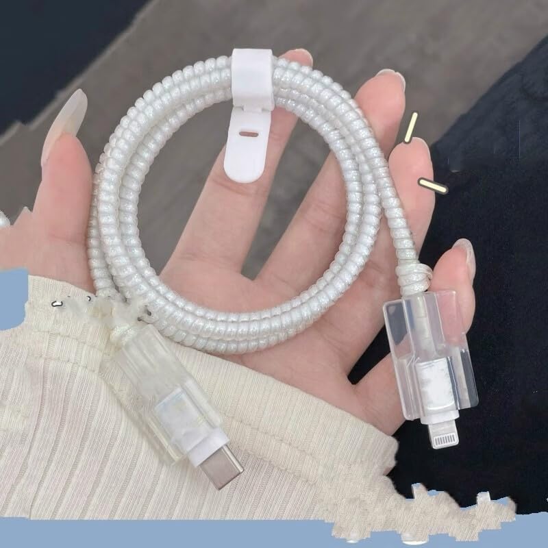 Funda Protectora USTIYA Transparente para Cable Cargador iPhone 11-16 Pro Max Plus 20W 18W