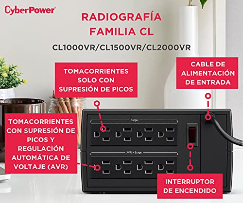 CyberPower CL1000VR 1000VA/500W Regulador de Voltaje