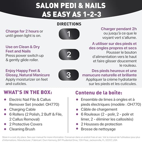 Electric Nail File System & Callus Remover (4 in 1) Best Pedi Tools to Polish Nails - Perfect Manicure & Pedicure Care Set - Professional Electronic Filer and Buffer - Salon Products Beauty Supplies