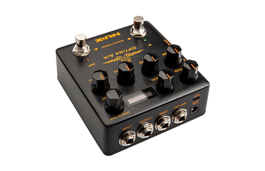 Pedal de Efectos NUX Verdugo Series Verde con Simulador de Guitarra Acústica y Preamplificador