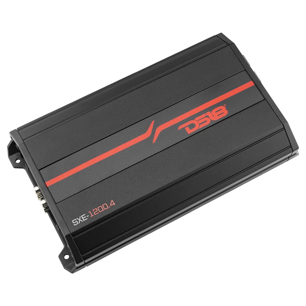 Amplificador de Coche DS18 Negro Rango Completo Clase A/B 4 Canales 1200 Vatios para Sistema de Audio del Coche