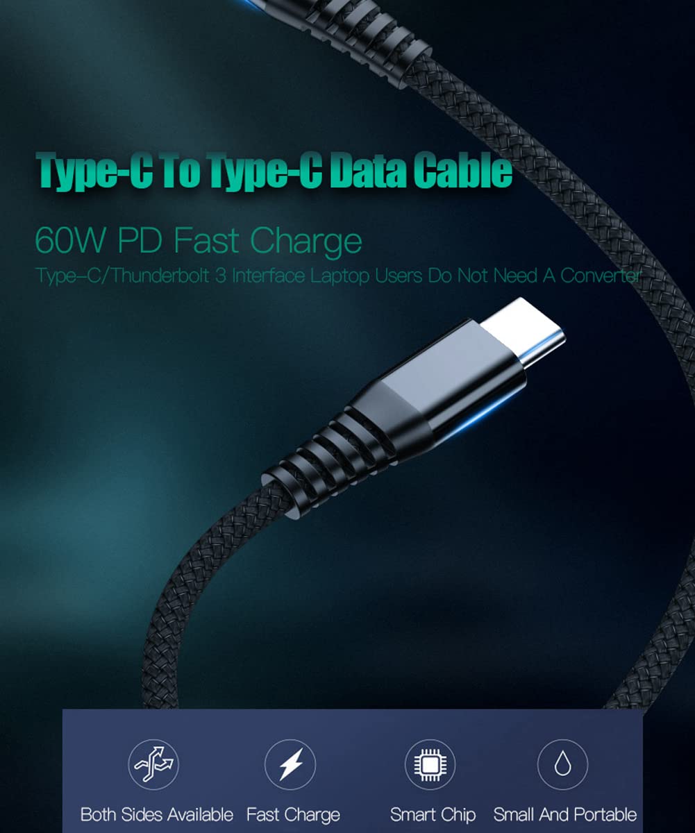 Cable USB C a USB C, 60W PD Carga Rapida 20V 3A, Cable de Carga Rápida Tipo C, Cable Tipo C a Tipo C, Compatible con iPhone 15, Galaxy S24 S23 S22, Macbook Pro 2021/2020, MacBook Air, iPad Pro(1M)