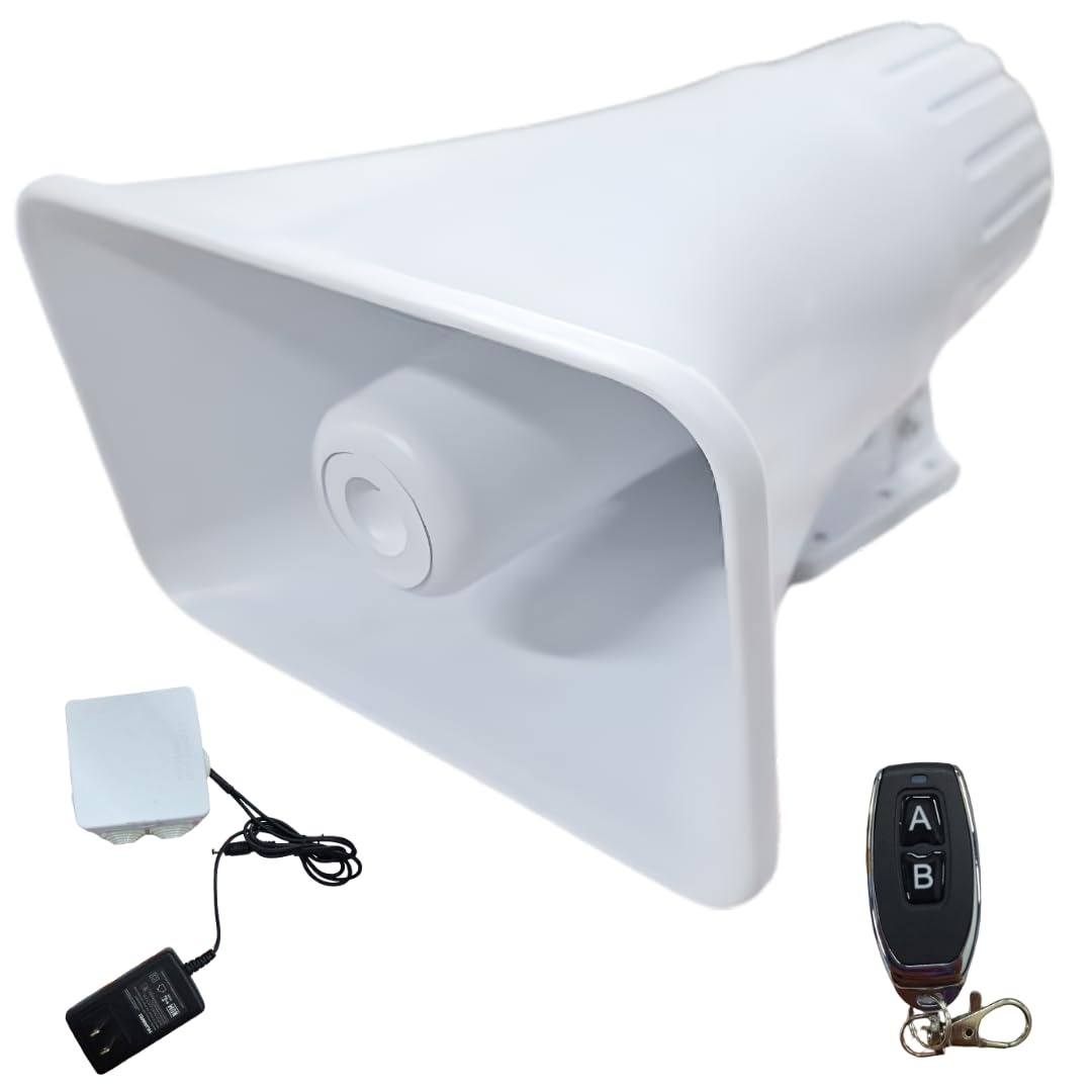 Clicklife - Sirena Alarma Vecinal 30W con 1 Control Remoto Sonido Potente de 100 m (229 dB) | Seguridad para Casa Negocio Escuela Fácil de Instalar Resistente al Clima con Frecuencia de 433 MHz