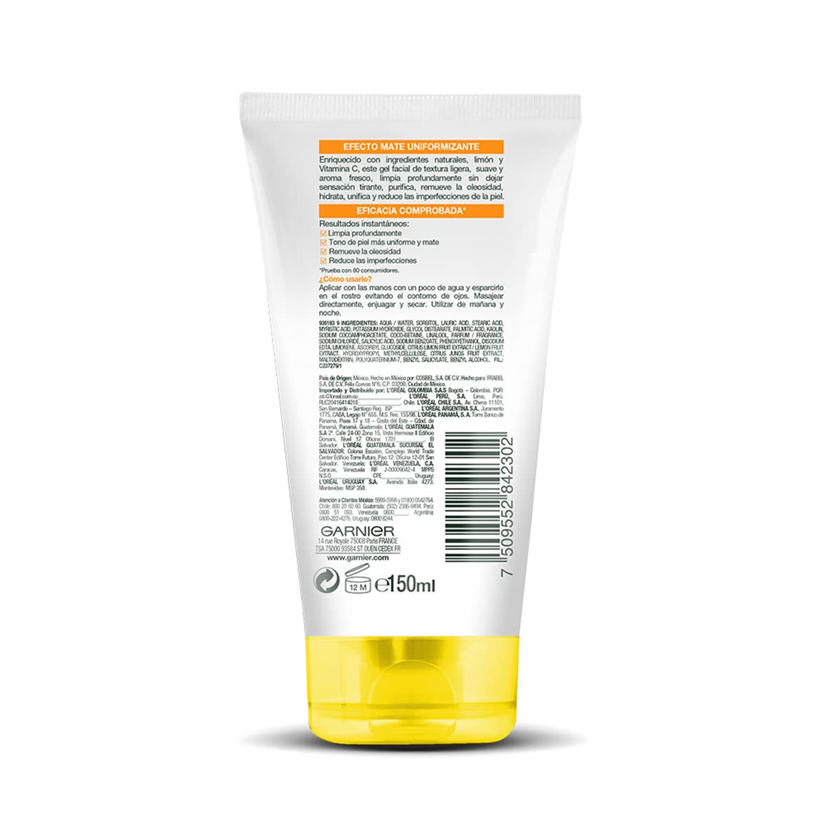 Garnier Express Aclara Exfoliante Anti Acne 150 ml + Garnier Gel Limpiador Facial Tono Uniforme con Vitamina C Express Aclara 150ml, 170 grams, 150 mililitro, 1