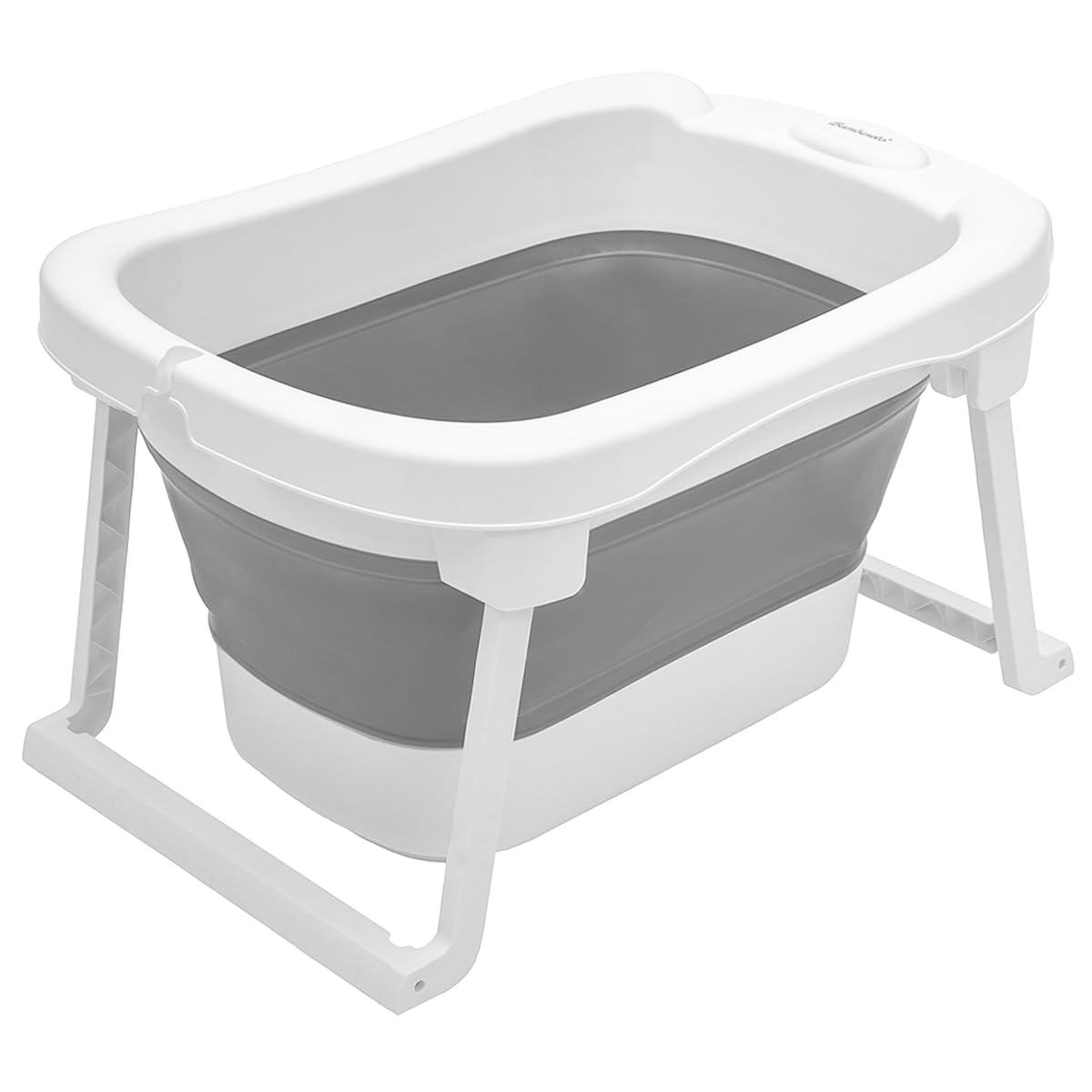 BAMBINETO Bañera para Bebé plegable con cojín antideslizante + banquito GRANDE
