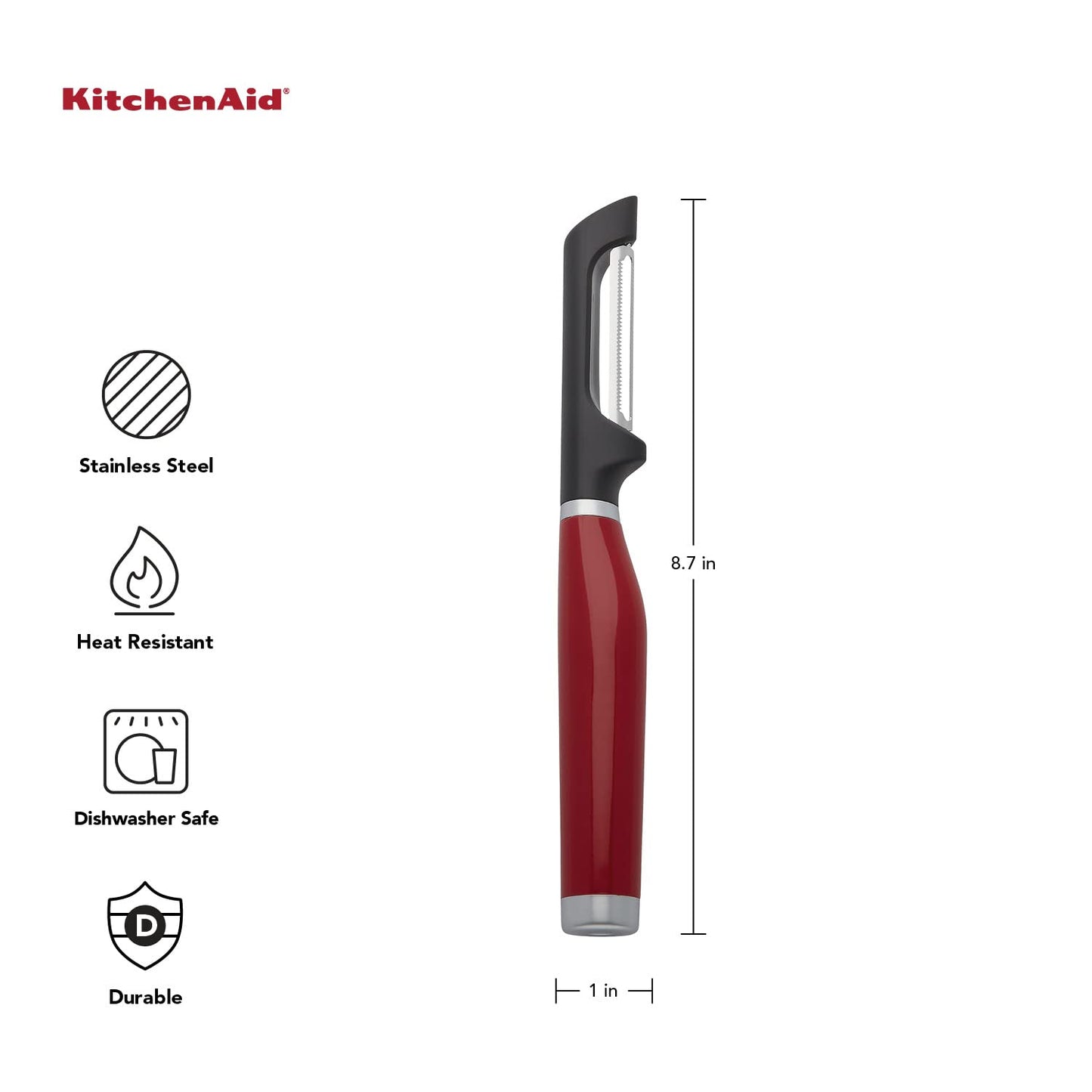 KitchenAid Gourmet Euro Peeler, 8.7 pulgadas, rojo