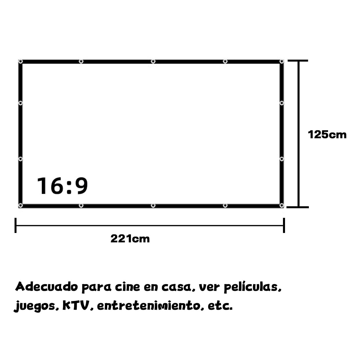 YUNZJUNLY Pantalla para Proyector 100 Pulgadas, Tela para Proyector HD 4K, Antiarrugas y Portátil, Lona Gruesa para Eventos Deportivos y Películas en Interiores y Exteriores, Fácil de Instalar Guardar