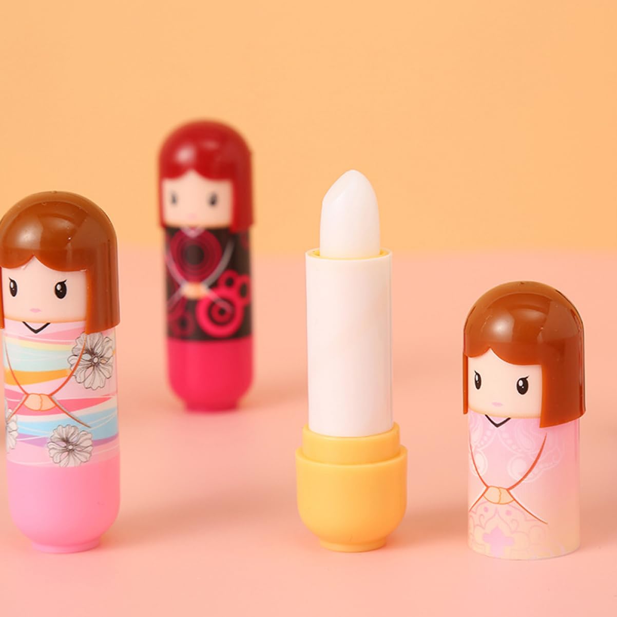 Bálsanos de labios, bálsamo labial con forma de muñeca 24 labios humectante de reparación de labios para eliminar la nutrición de la piel muerta (1 caja)