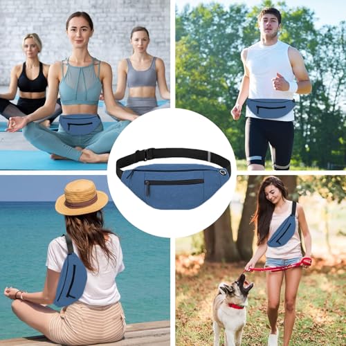 CXJYSD Riñonera de casual para hombres y mujeres,correa de hombro ajustable multifuncional,bolso cruzado con 4 bolsillos con cremallera, adecuado para hacer ejercicio,correr (azul marino-04)