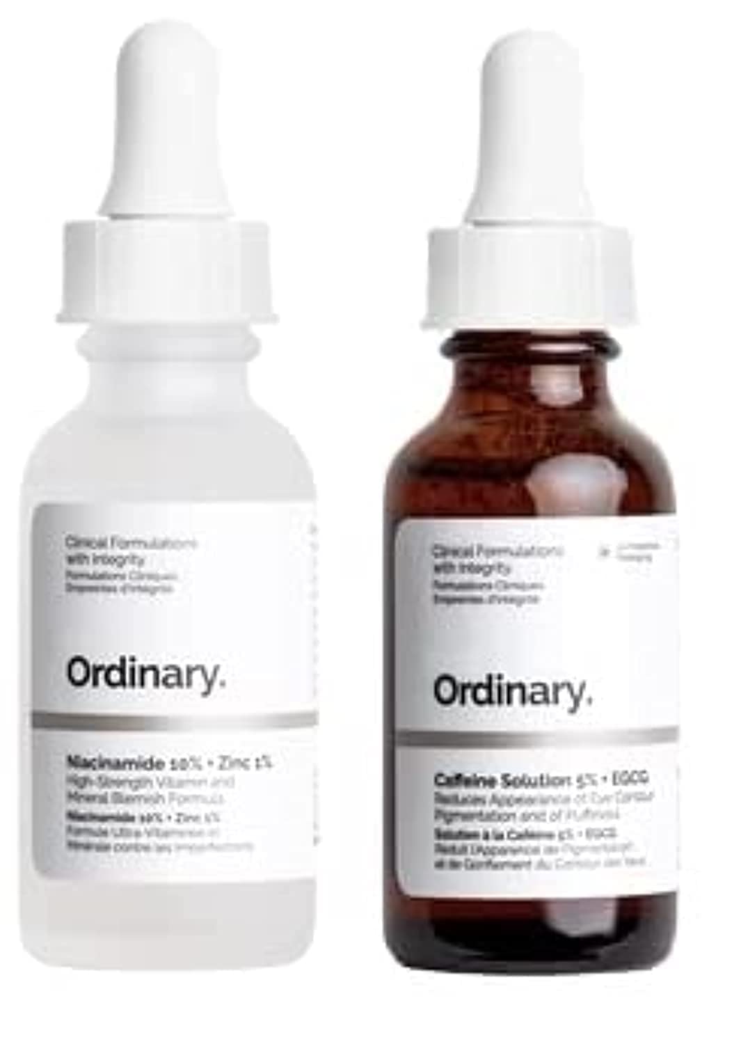 THE ORDINARY 2 paquetes de The New Ordinary Niacinamide 10% + Zinc 1% y solución de cafeína 5% + EGCG Oil Control Face Serum 30ml