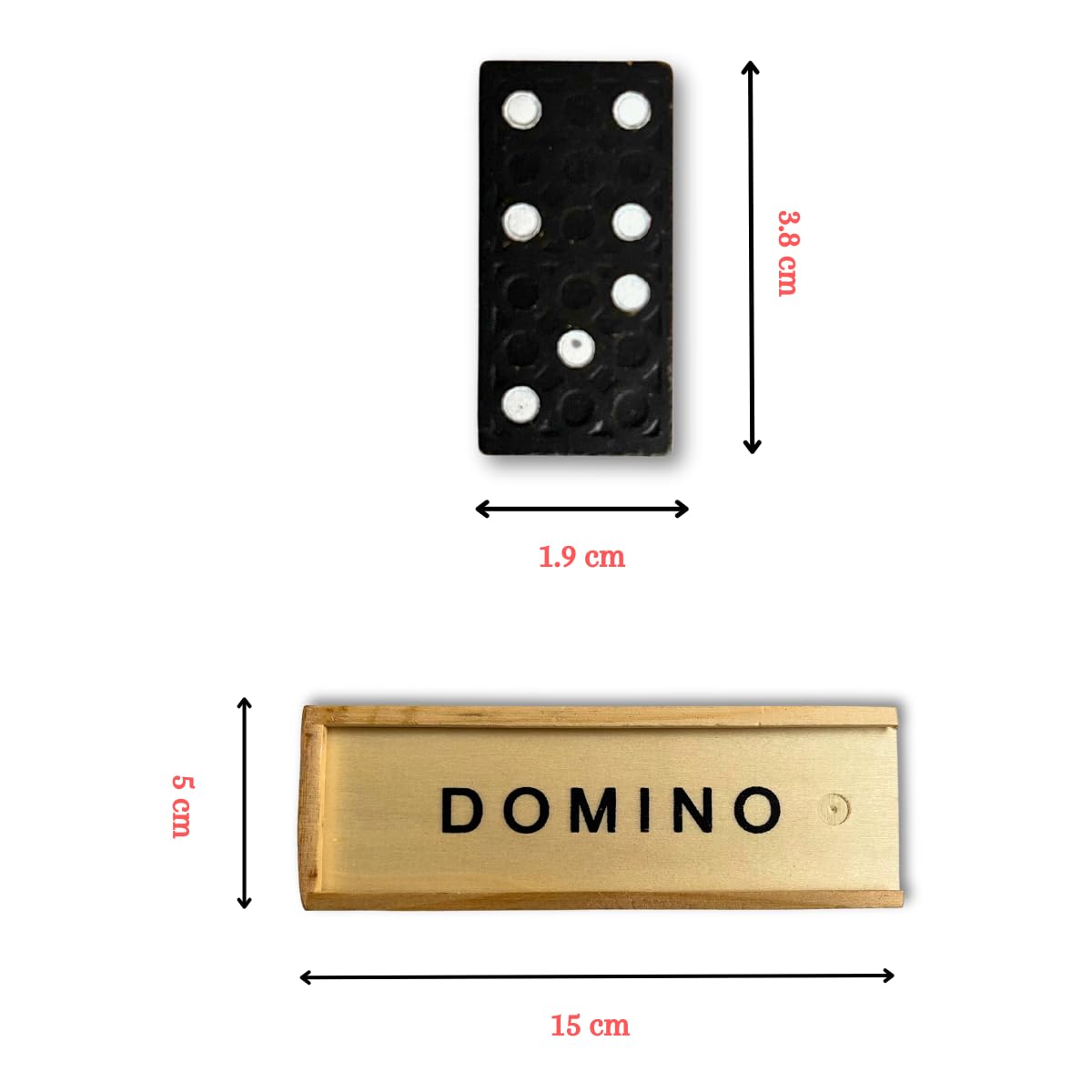 Beetbul Domino de Madera 28 Piezas Negras, Juego de Mesa Portátil para Familia y Amigos