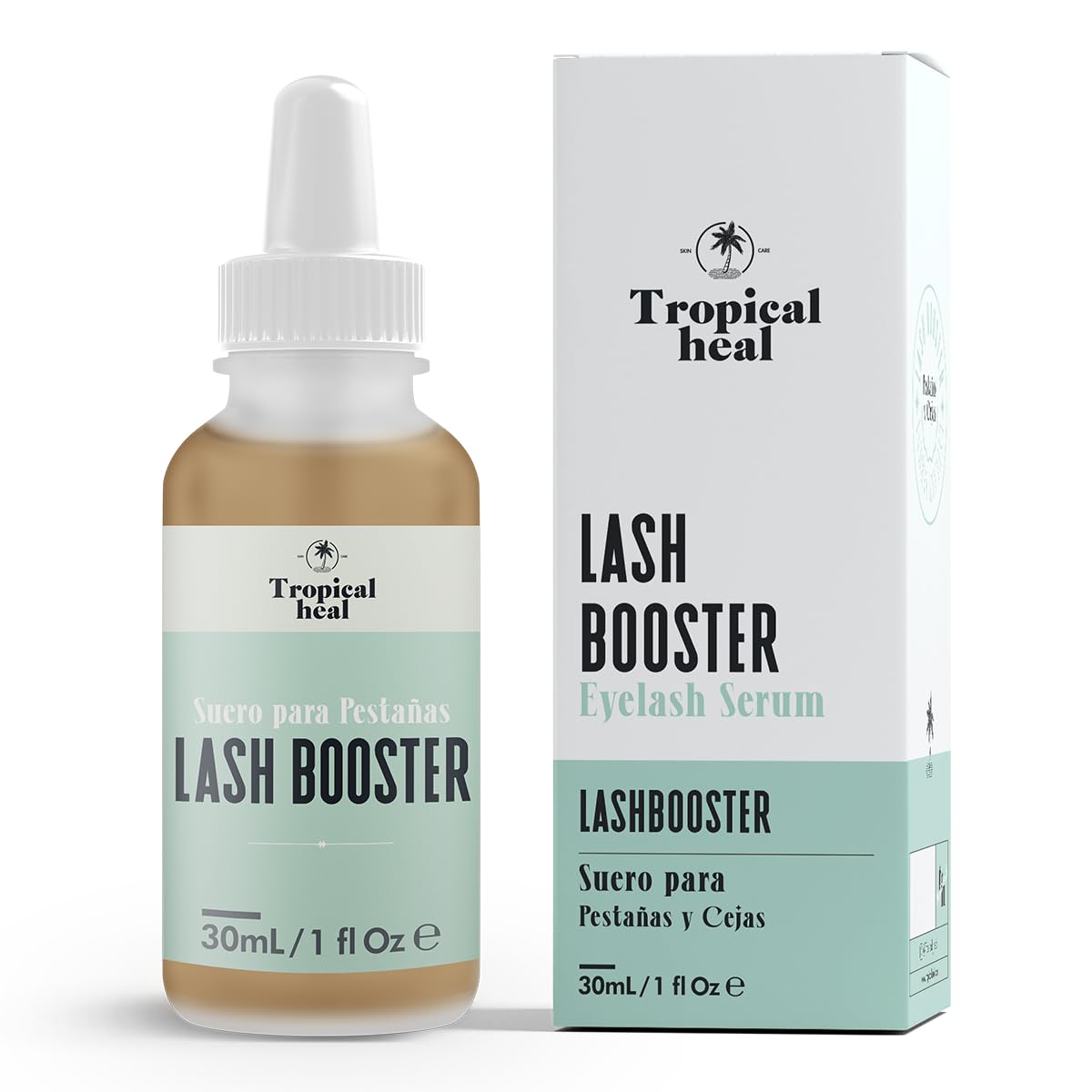 Tropical Heal - Lash Booster Suero Natural para el Crecimiento de Pestañas y Cejas - Tratamiento Nutritivo y Fortalecedor para Pestañas Más Largas y Fuertes - Fórmula con Extractos 100% Naturales, 30 ml