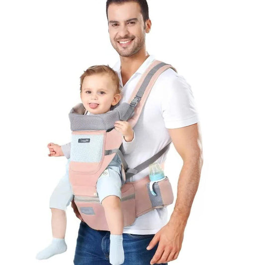 Mochila Porta Bebé EasyTao Rosa con Asiento de Cadera Ergonómico y Transpirable