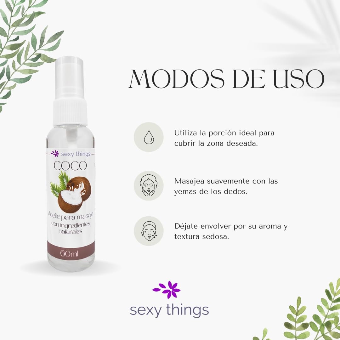Aceite para Masaje Sexy Things Coco Hidratante y Suave 60ml