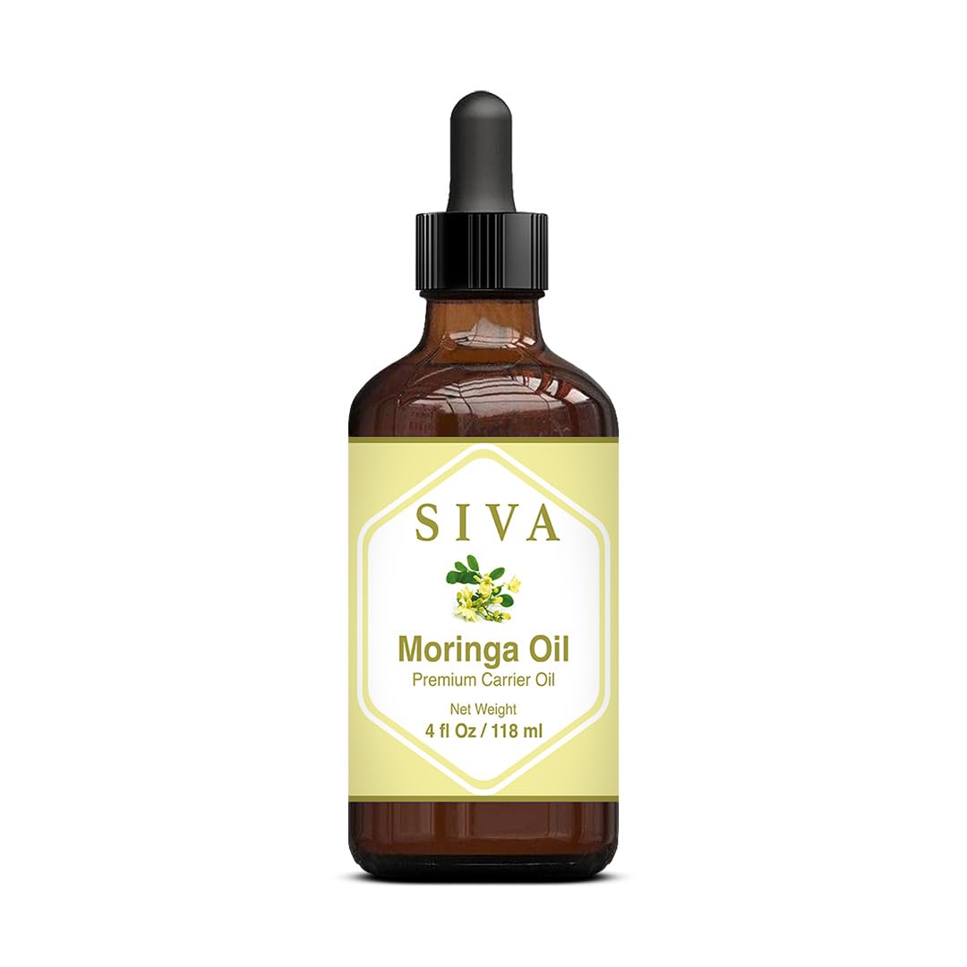 SIVA ORGANICS- Aceite portador de moringa SIVA 4 oz (118 ml) Aceite portador premium con gotero para el cuidado de la piel, el cuidado del cabello, Sca