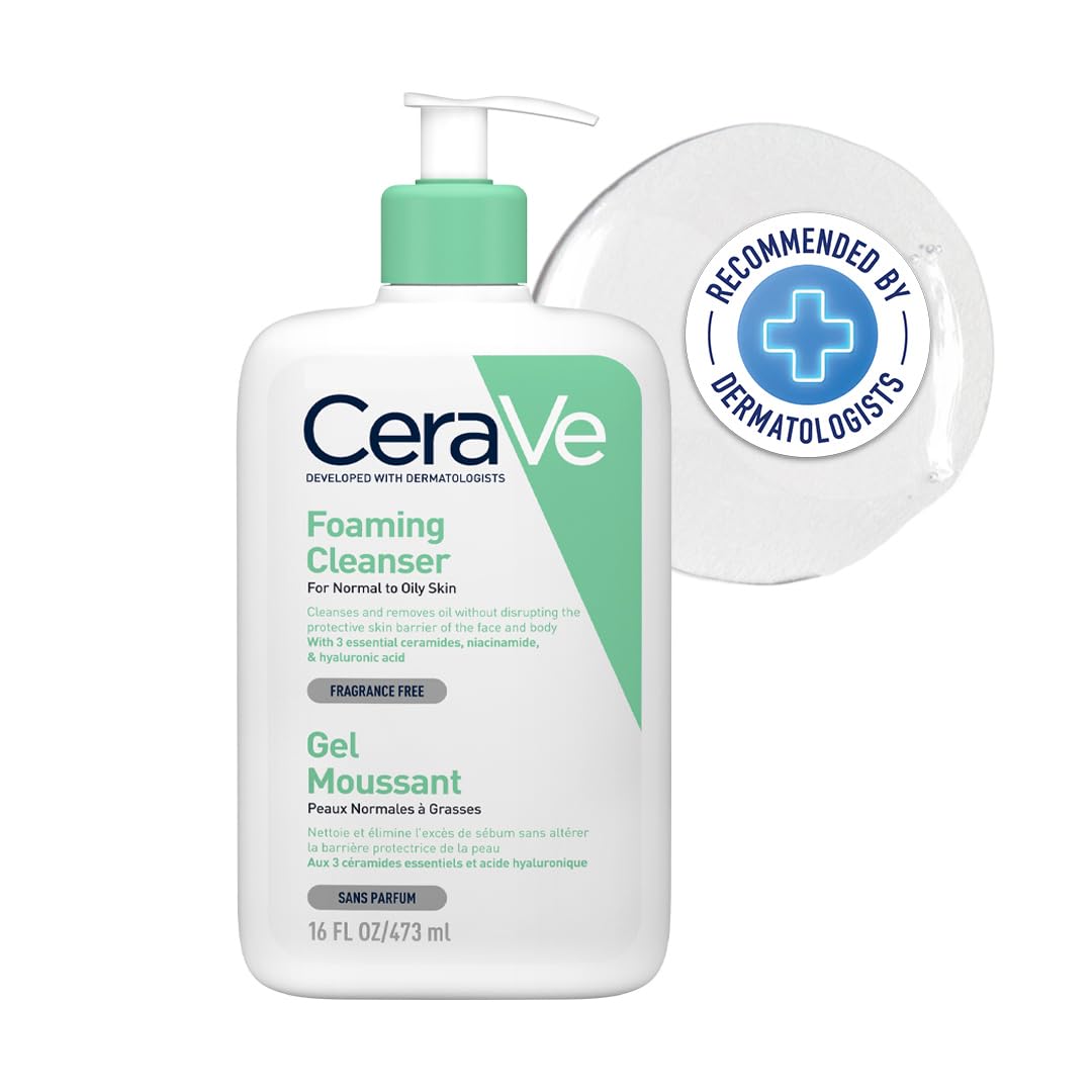 CeraVe Gel Limpiador Espumoso Diario para Piel Mixta, Grasa o con Acné 473ml