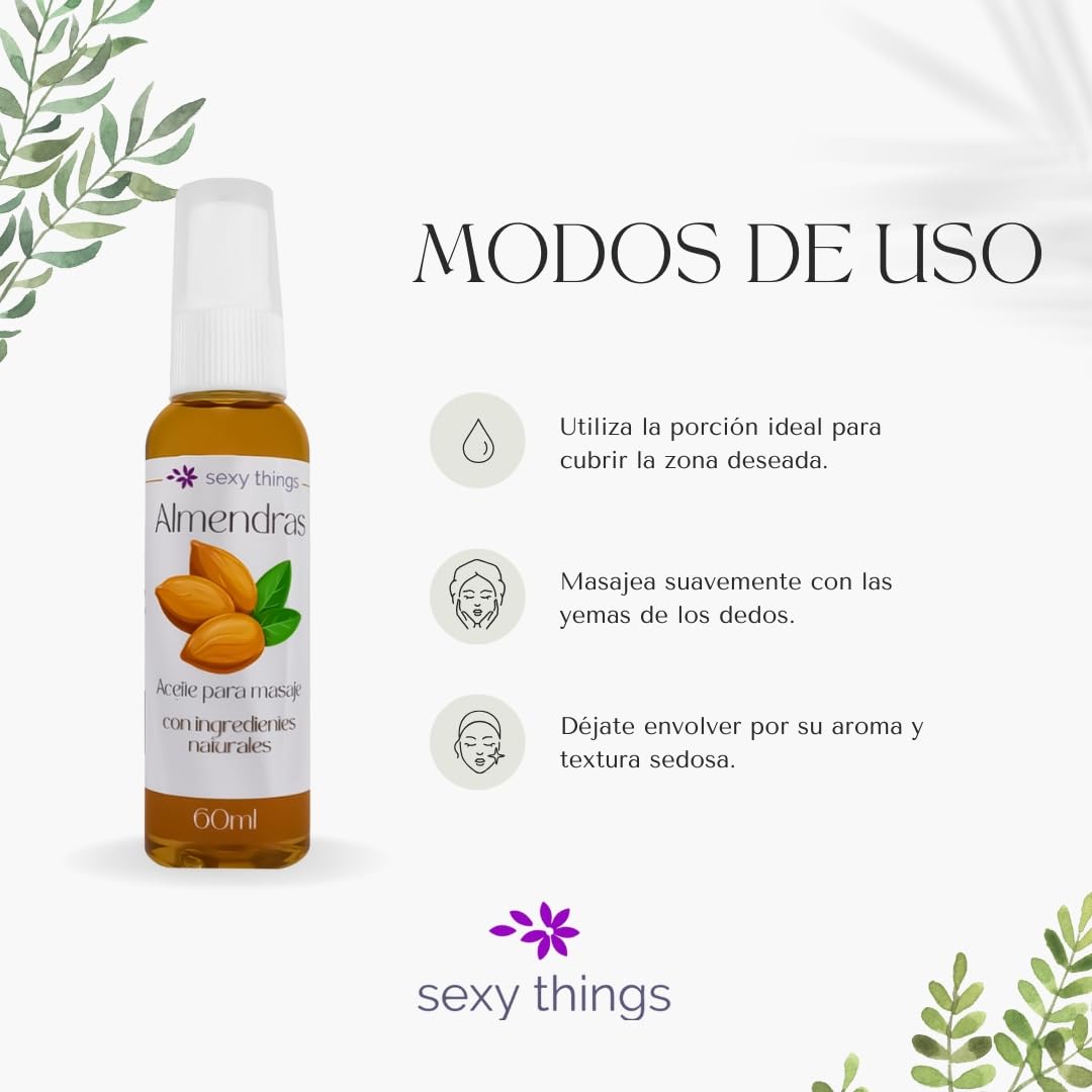Aceite para Masaje Corporal Sexy Things Almendra Relajación y Aromaterapia para Pareja