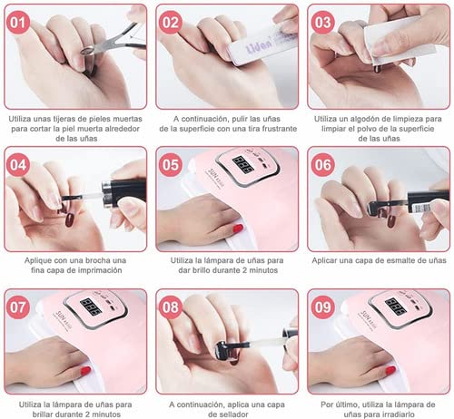 VOICEPTT - Lámpara UV para Uñas, 80W 36LED Secador de Uñas Profesional UV Lámpara de Uñas LED con 4 Ajustes de Temporizador, Pantalla LCD
