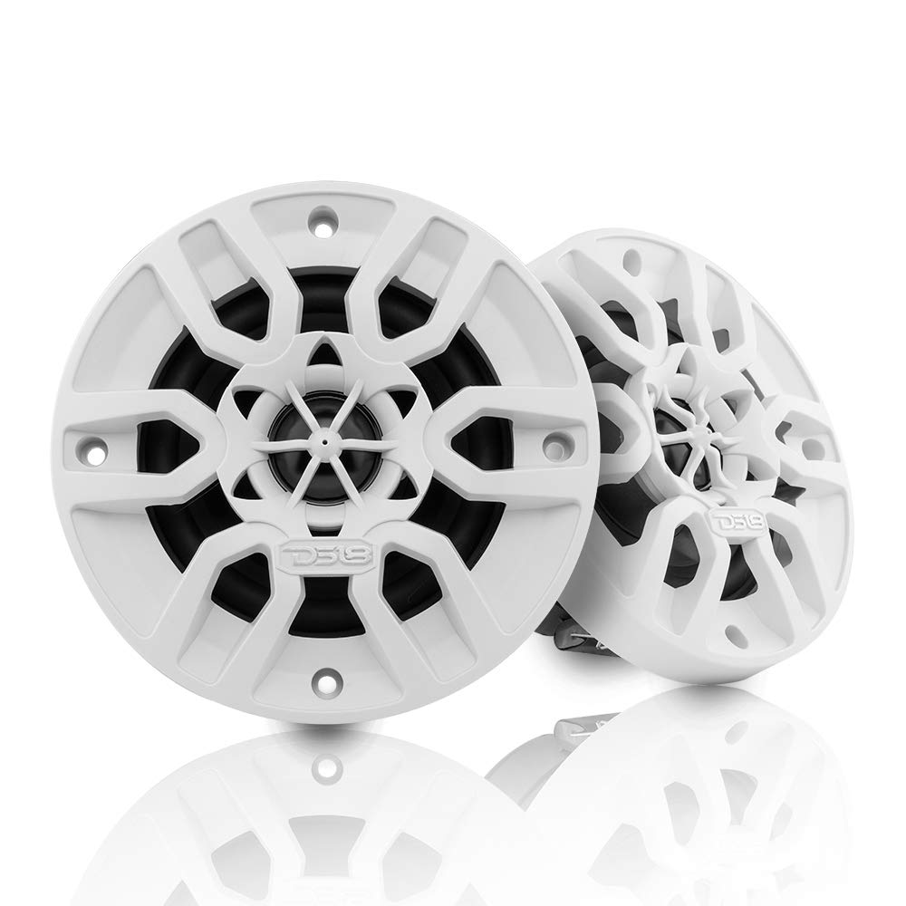 DS18 MP4/WH - Altavoz Marino Blanco - 4 Pulgadas, 2 vías, 150 W máximo, 100% Estable a los Rayos UV, IPX5 Marino, 4 ohmios - para Todos los Elementos, UTV, ATV y Jeep (2 Altavoces)