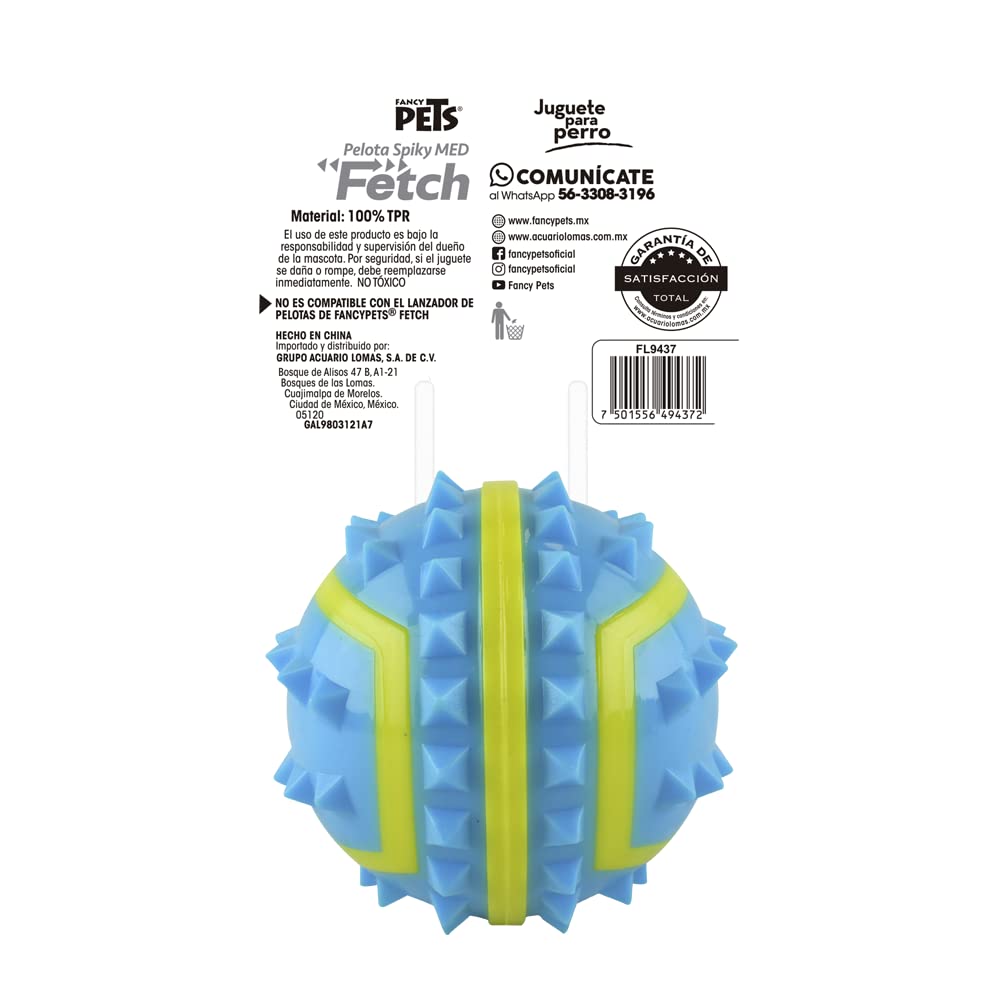 Fancy Pets Pelota Fetch Spiky Color Azul Tamaño Mediano para Perro