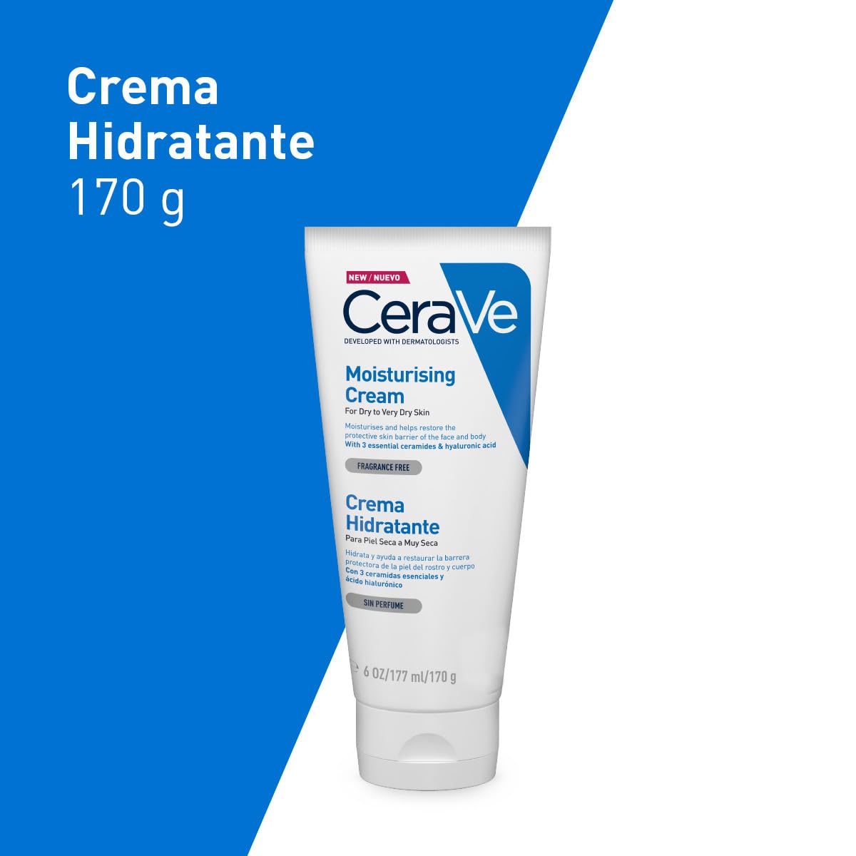 CeraVe Limpiadora Hidratante |473ml| Limpiador facial diario para piel seca | Libre de fragancia + Crema Hidratante |170gr| Hidrante diario para rostro y cuerpo para piel seca