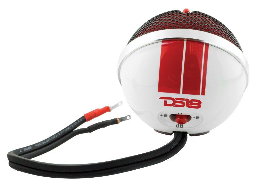 Tweeter DS18 Negro y Rojo Cúpula de Seda Neodimio 1.10 Pulgadas 120 Vatios con Interruptor de Atenuación Juego de 2