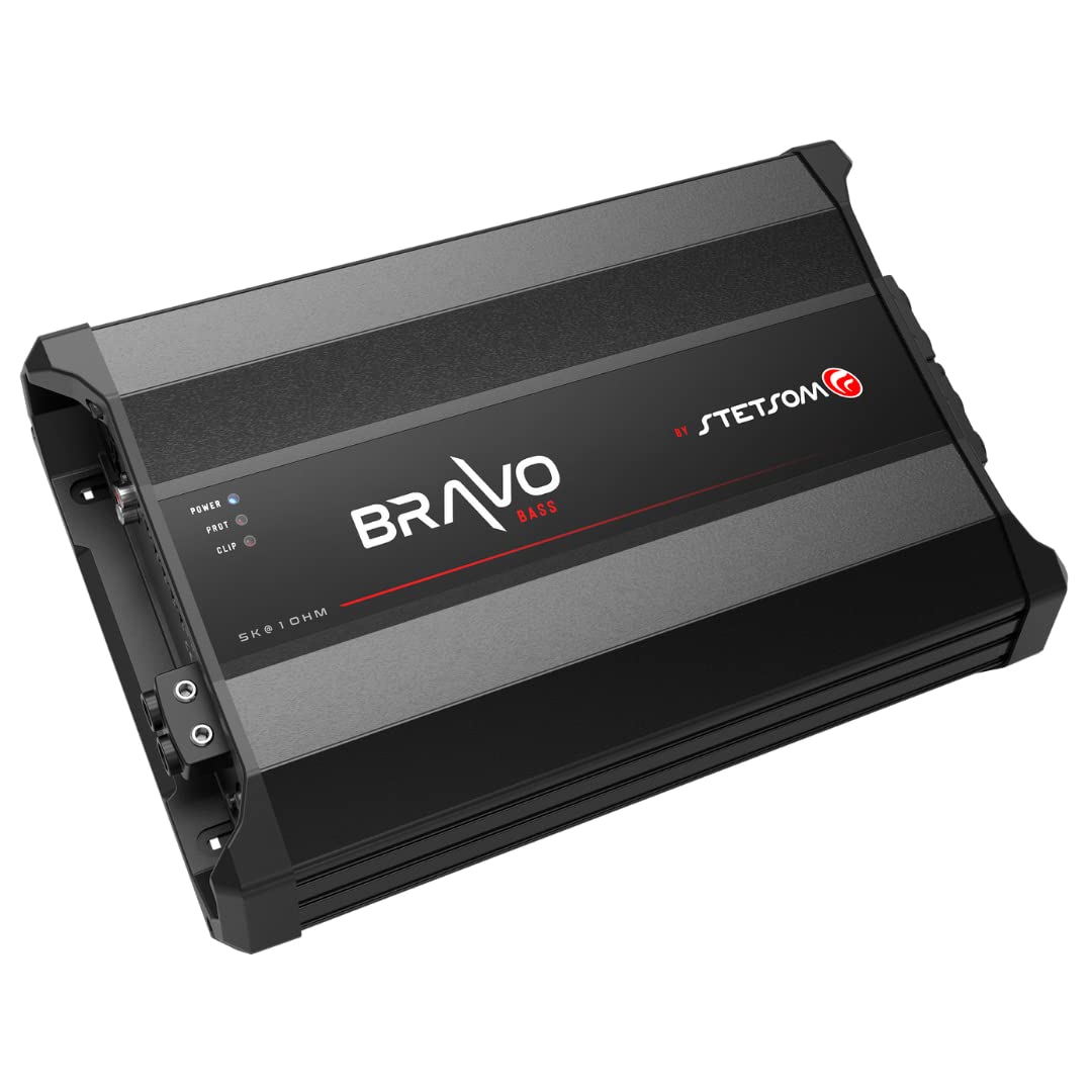 Amplificador de Audio Stetsom Bravo BASS 5000 Negro de 5000W RMS con Crossover y Refuerzo de Graves para Coche
