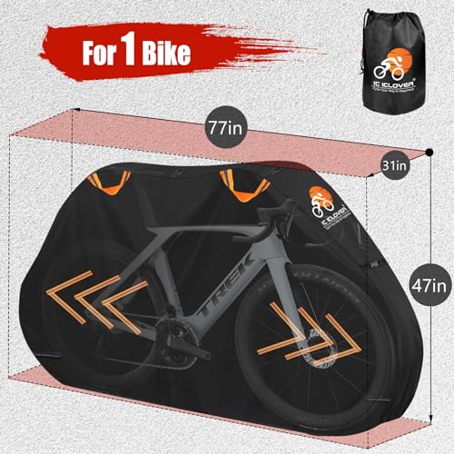 IC ICLOVER - Funda de bicicleta para transporte en el estante, fundas de bicicleta para 1 bicicleta en el portabicicletas trasero, funda de viaje para almacenamiento al aire última intervensión 600D