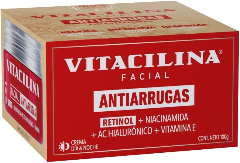 Vitacilina Facial Antiarrugas Piel Madura Pack 2 piezas Retinol Ácido Hialurónico 100g