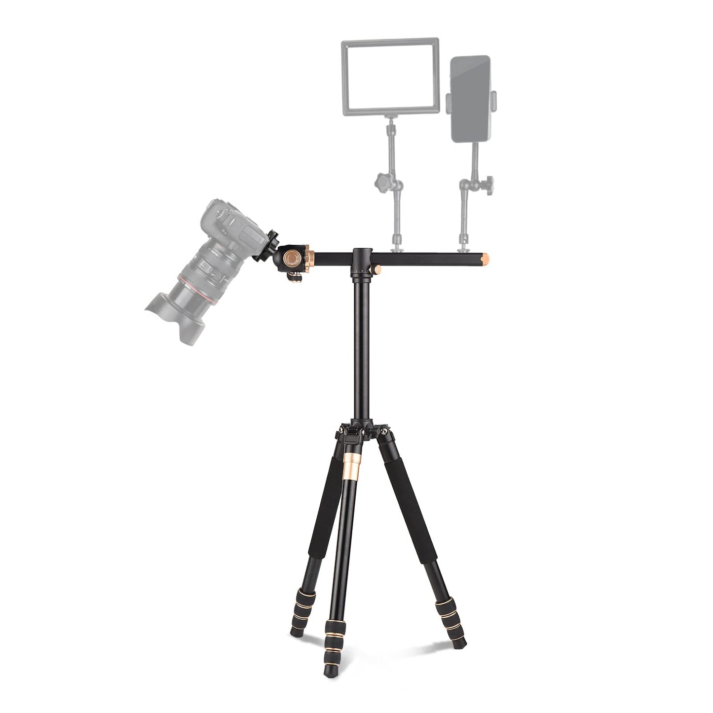 Tripie Aleación de Aluminio 184cm 8kg con Rótula Giratoria 360° para Cámara DSLR y Videocámara