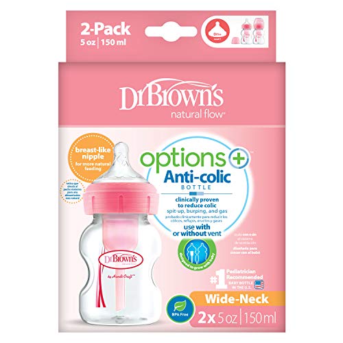 Dr Brown's 5Oz/150Ml Pp Wide-Neck Options+ Bottle (Pink) 2-Pack