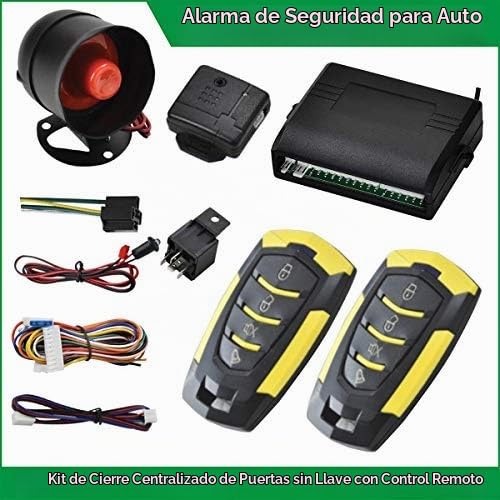 Kit de Cerradura Central para Automóvil Universal con Alarma y Sensor de Impacto para 4 Puertas Keyless Entry