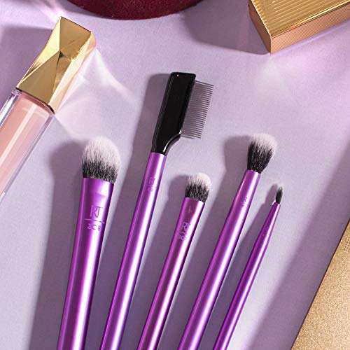 REAL TECHNIQUES, Kit de Brochas de Maquillaje para Ojos, Enhanced Eye Set, Incluye 5 Brochas + Taza para Brochas, Calidad Profesional