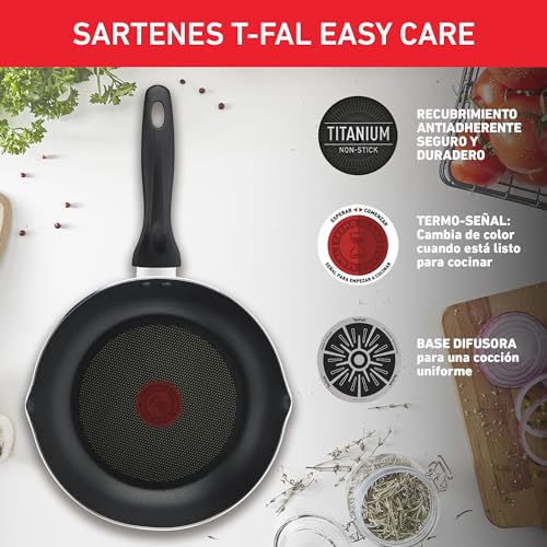 Batería de Cocina T-fal Negra con Antiadherente Titanium y Tecnología Thermo Señal de Fácil Limpieza 20 Piezas