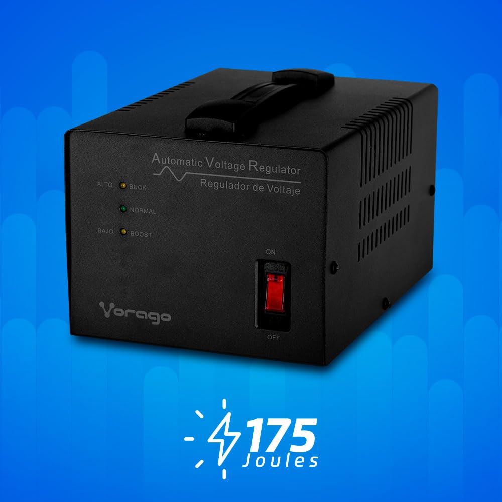 Regulador Automático de Voltaje Vorago AVR-400 175 Joules Supresor de Picos con 4 Contactos 1800W 3000 VA