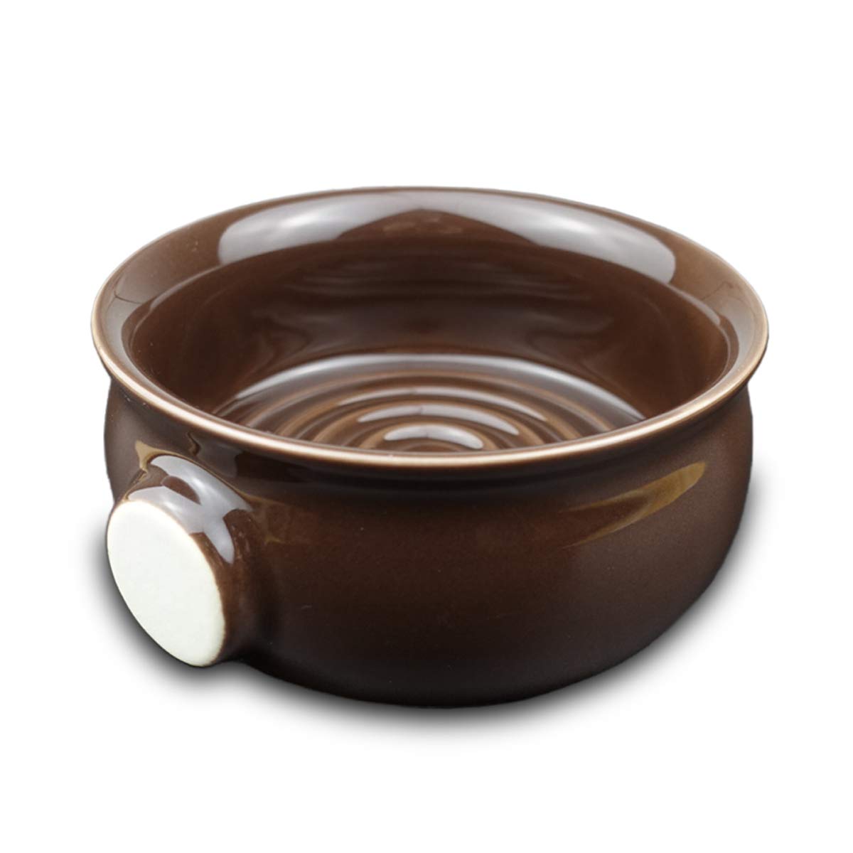 Bicrops - Jabón de cerámica para afeitar para hombres, mango antideslizante, boca ancha, gran capacidad, más fácil de hacer espuma, color café