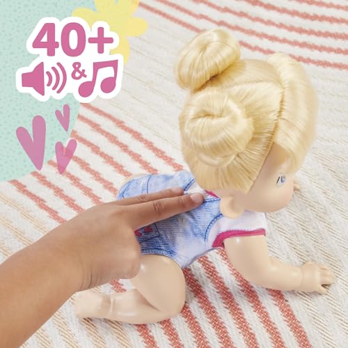 Baby Alive, Harper Hugs Gatea y Juega, Set de muñeca electrónica, más de 40 Sonidos, Pelo Rubio, Juguetes para niños y niñas de 27 cm, +3 años,