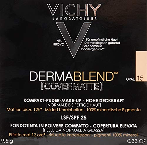 Polvo Compacto Covermatte de Alta Cobertura FPS 30 Vichy Dermablend T15 9.5 g