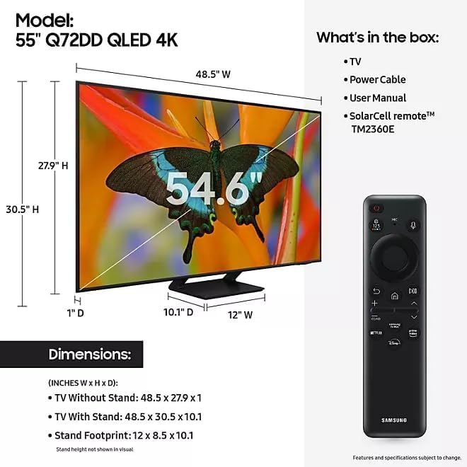 Televisor Smart de Samsung QLED 4K Ultra HD 55 Pulgadas con Modo Ambiente y Acelerador de Movimiento de 120 Hz