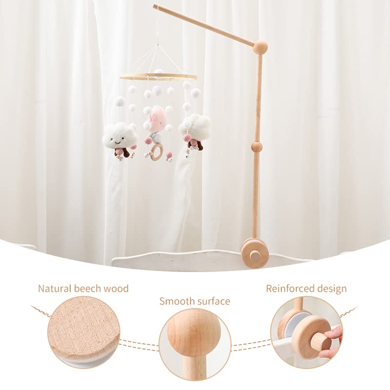 HBM Brazo móvil de madera para cuna de bebé, brazo móvil para cuna para decoración de guardería