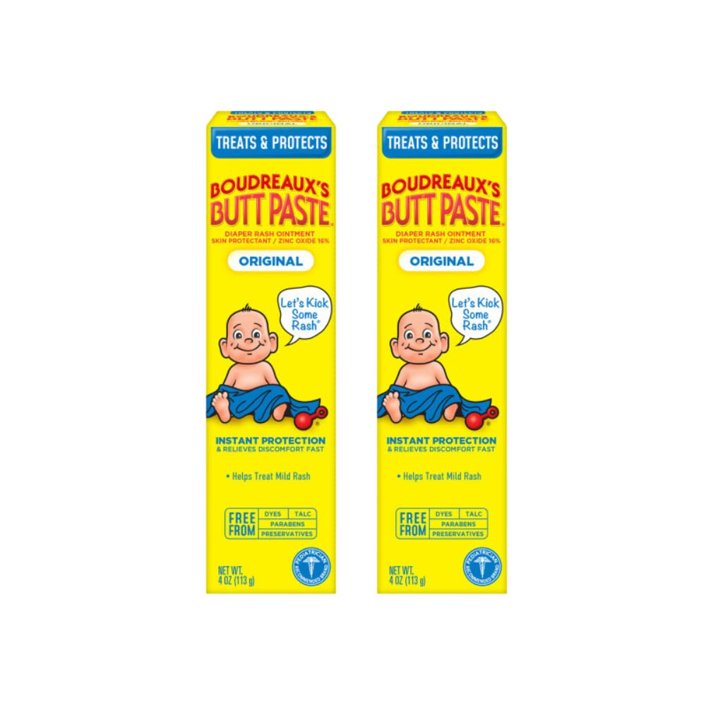 Boudreaux's Butt Paste Boudreauxs VJBQdk, original - Contiene 16% óxido de zinc, recomendado por pediatras, sin parabenos y conservantes, paquete de 2 (4 onzas)