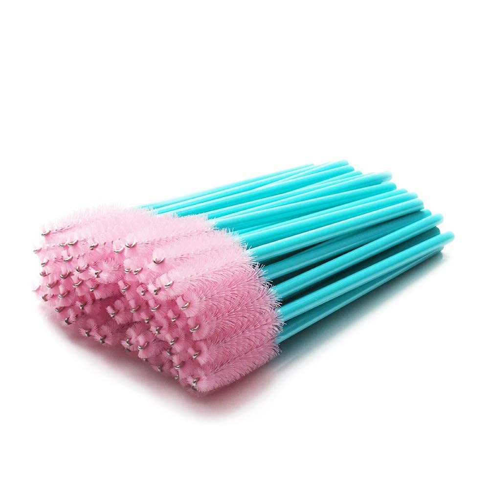 100 brochas desechables para extensiones de pestañas, herramienta aplicadora de maquillaje, azul/rosa