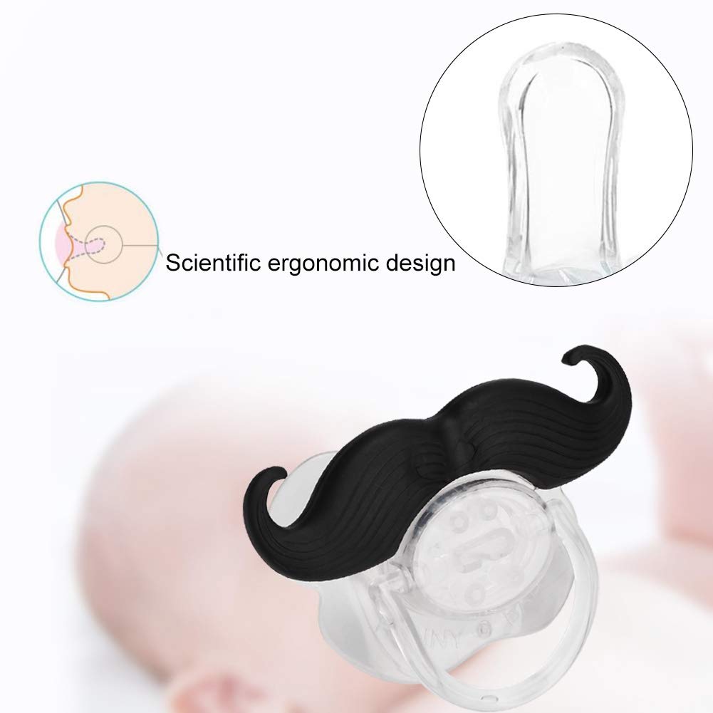 Chupete de Silicona Labios de Grado Alimenticio Chupetes Lindos Portátiles con Diseño Divertido de Barba para Niños Dientes Binky (Barba de rizos)