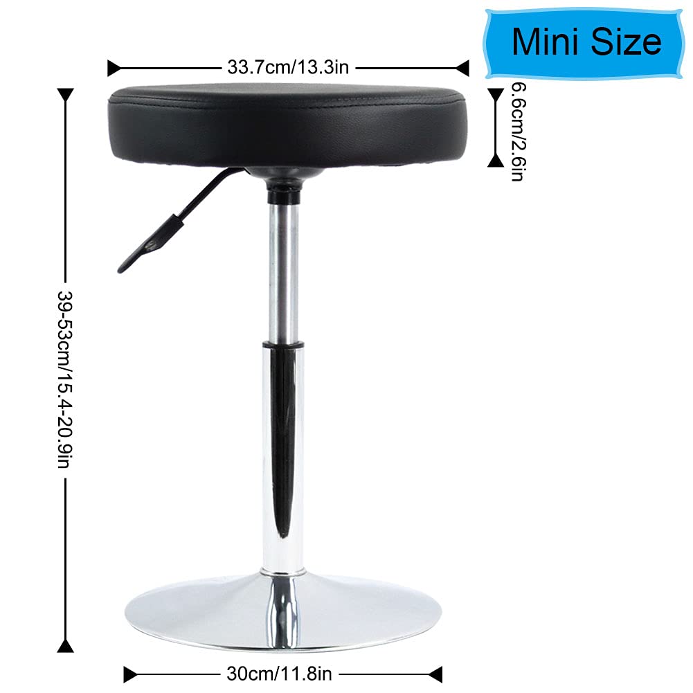 FURWOO - Taburete corto negro – Taburete giratorio de altura ajustable para oficina, spa, salón, manicura y tatuaje, pequeño