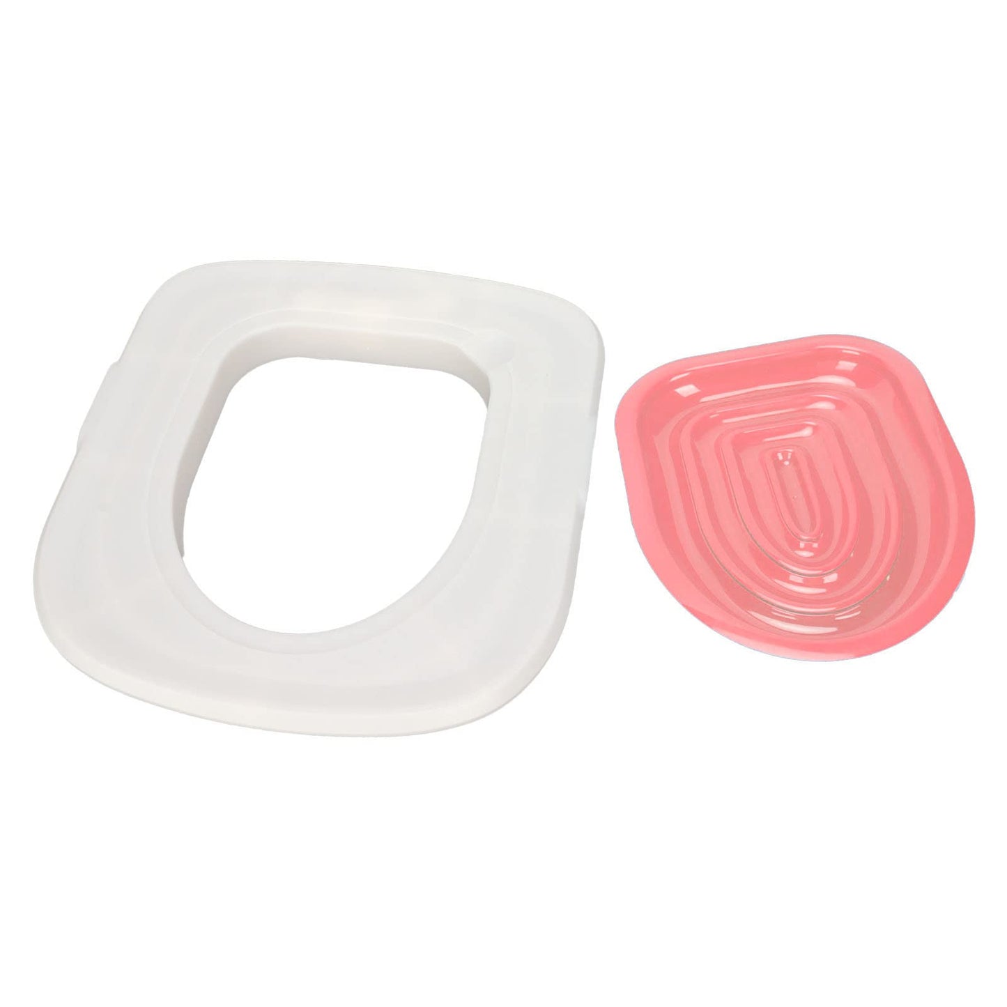 de Kit de Entrenamiento para Gatos para Inodoro, Kit de Entrenamiento para Inodoro para Gatos, Entrenador de Inodoro para Gatos Reutilizable Universal y Respetuoso con el Medio Ambiente para (Bandeja Blanca, 1 Soporte Interior Rosa)