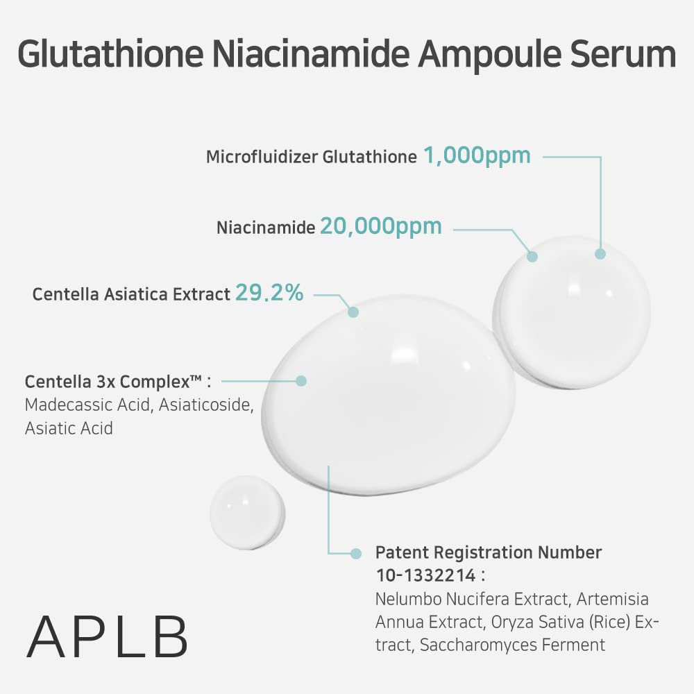 Suero en ampolla de glutatión y niacinamida | LIPO GLUTA NIAC CEN™ 31,3% 1,35 FL.OZ/Cuidado de la piel coreano, Hidratación duradera, Mejora la elasticidad de la piel, Revitaliza para suavizar y